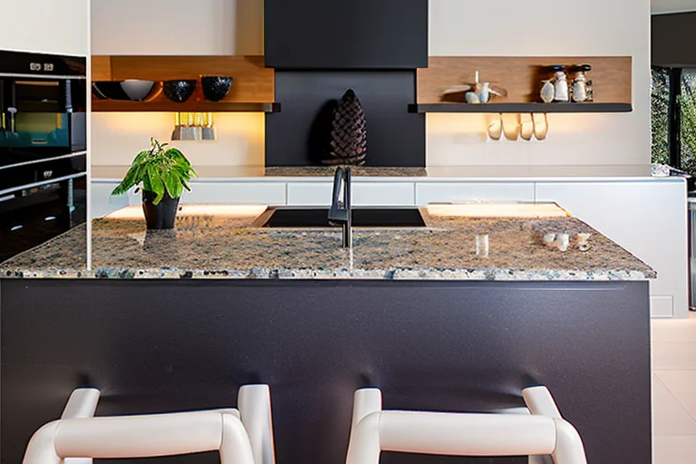 Quartz versus granite worktops in contemporary kitchen design showing material differences